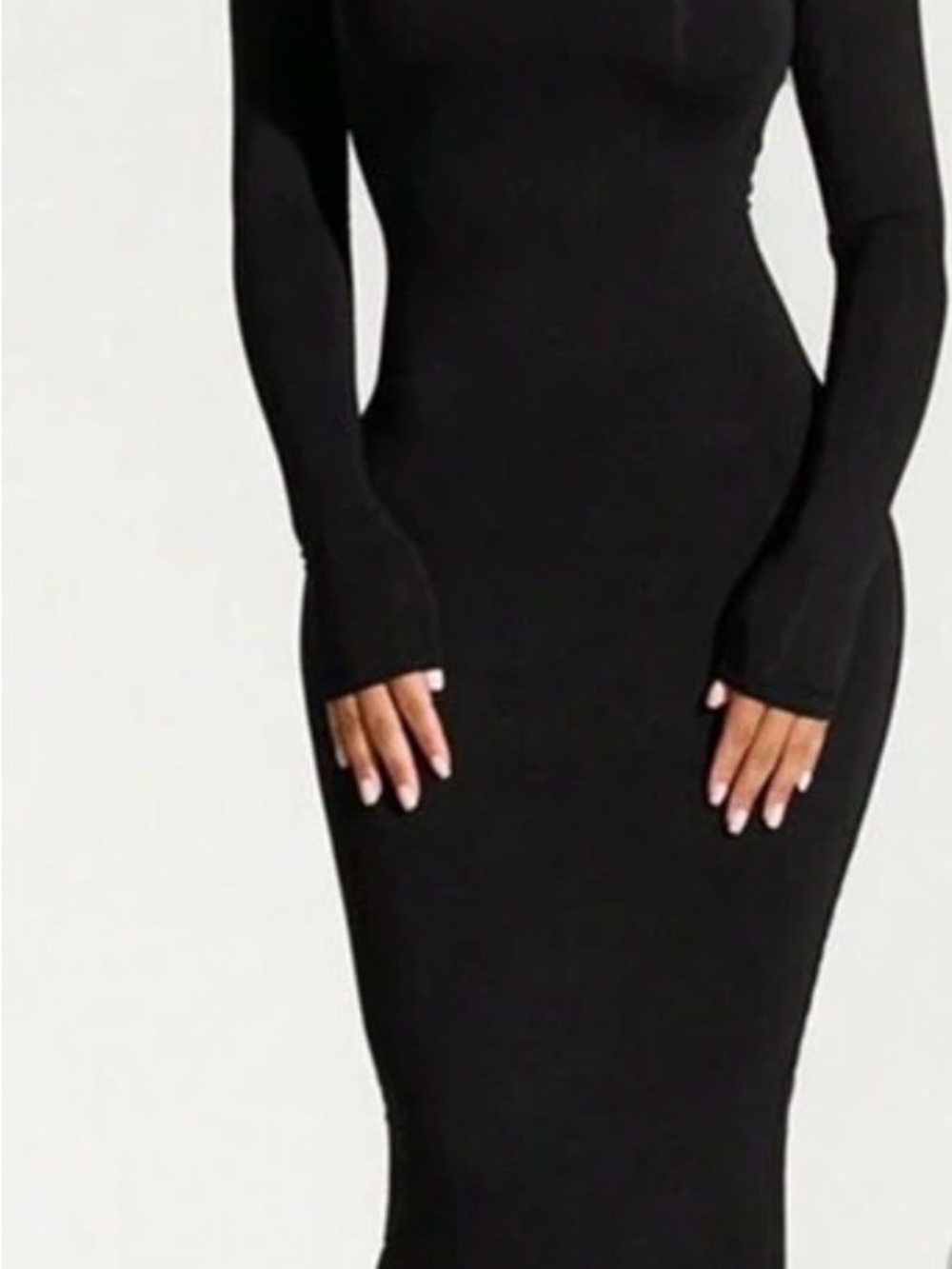 Long Sleeve Black Maxi Bodycon Dress - Women
